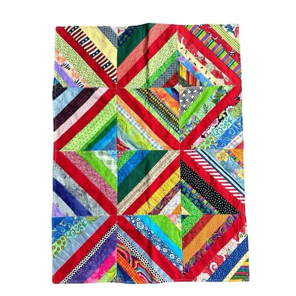 VTG Denton Texas Quilt Guild 26" x 36" Patchwork Diamond Denim Multicolor USA - Picture 8 of 10